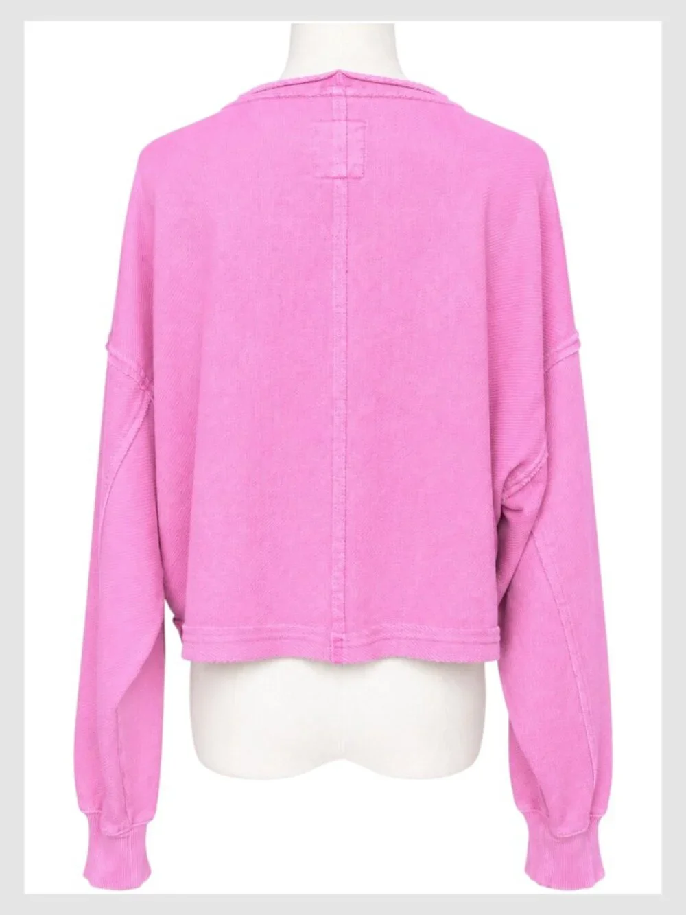 Aerie Beach Party Cropped Sweatshirt Pink Oversized Waffle Knit M